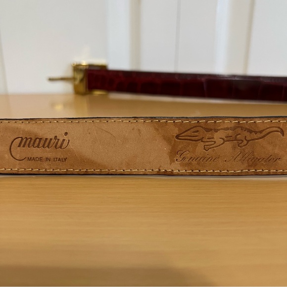Mauri Men’s Red Genuine Alligator Belt Italy Size 36 - Picture 9 of 11